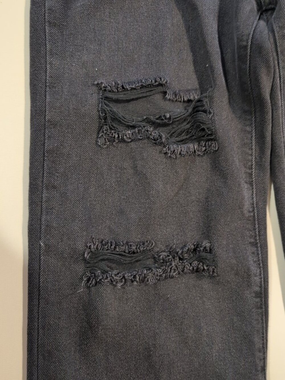 S.O.N.G Pants Women's Sz 7/28 Black 90s Boyfriend Ripped Straight Leg - Picture 6 of 14